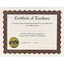 Great Papers! Ready-to-Use Certificates, Excellence, 11 X 8.5, Ivory/Brown/Gold Colors with Brown Border, 6/Pack