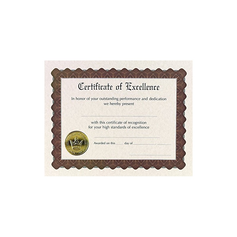 Great Papers! Ready-to-Use Certificates, Excellence, 11 X 8.5, Ivory/Brown/Gold Colors