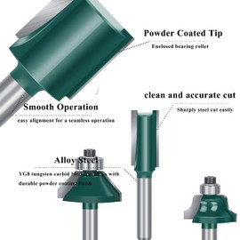 LEATBUY Router Bit Set 1/4-Inch Shank 43 PCS, Round Over Panel Cabinet Door Rail Stile Router Bits Sets, Woodworking Wood Cutter, Woodwork Carbide Groove Tongue Milling Tool (YT02)