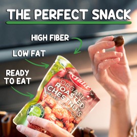 Galil Organic Roasted Chestnuts, Pack of 6, 3.5 oz Bags, Shelled Chestnut, Chestnuts Roasted Peeled