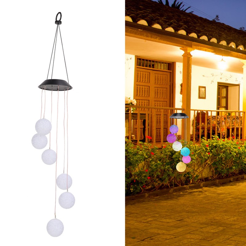 Solar Crystal Ball Wind Chimes Light 100LM IP45 Waterproof Decorative