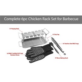 PitMaster King Chicken 12 Leg Hanger with 5-Pc. Grilling Essentials Kit