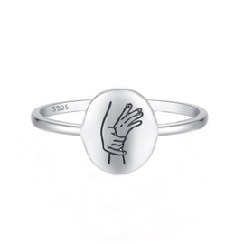 FUNYCHEN Friendship Ring for Women Sterling Silver Mother Daughter Rings Dainty Promise Ring BFF Statement Rings for Besties 925 to My Best Friend Ring Jewelry Birthday Gifts US Size 6-9 (Silver 2, 9)