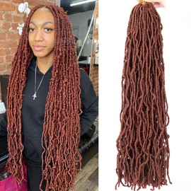 Soft locs crochet hair 36 inch 350# copper red faux locs crochet hair curly wavy crochet synthetic braiding hair extensions for black women (36 inch, 350)
