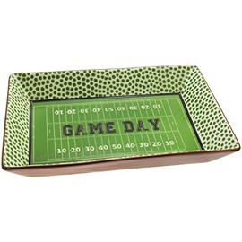Boston International Super Bowl Football Party Ceramic Deep Dish Serving Platter, 13 x 9-Inches, Football Fever