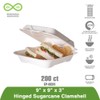 Eco-Product EP-HC91 Plant Based Plastic Renewable and Compostable Sugarcane Clamshell,