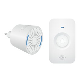 ELRO DB2000 Wireless Doorbell Set - with Compact Plug-In Receiver - Range 200 Metres - IP65 Waterproof - 64 Melodies - White