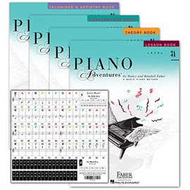 Piano Adventures Level 3A Learning Library Set By Nancy Faber - Lesson, Theory, Performance, Technique & Artistry Books & Juliet Music Piano Keys 88/61/54/49 Full Set Removable Sticker