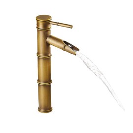 AYL Vintage Antique Bronze Full Copper Bamboo Deck Mounted Kitchen Bathroom Hotel Basin Faucet Tap - Break Mouth, 3 Joints