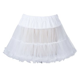 Boolavard 18" 50s Retro Underskirt Underdress Petticoat Rock Tutu Black, White, Red, Pink, Blue (L-XL, White)