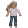Pink Floral Hooded Jacket & Embroidered Jeans fit 18" American