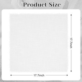 Handmade Cloth Napkins with Fringe, 17x17 Inch Soft Cotton Dinner Cloth Napkins Natural Rustic Napkins for Home, Kitchen, Dinner, Party, Wedding, Holiday or Events (White, Set of 6)