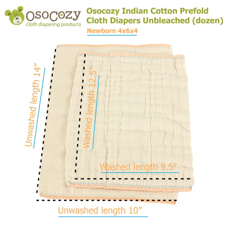 Unbleached Prefold Cloth Diapers by OsoCozy – 100% Cotton, Durable,