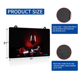 Stove Top Covers for Electric Stove, Extra Thick Natural Rubber Glass Top Protector,Prevents Scratching, Expands Usable Space (30'' x 21'' Rose)