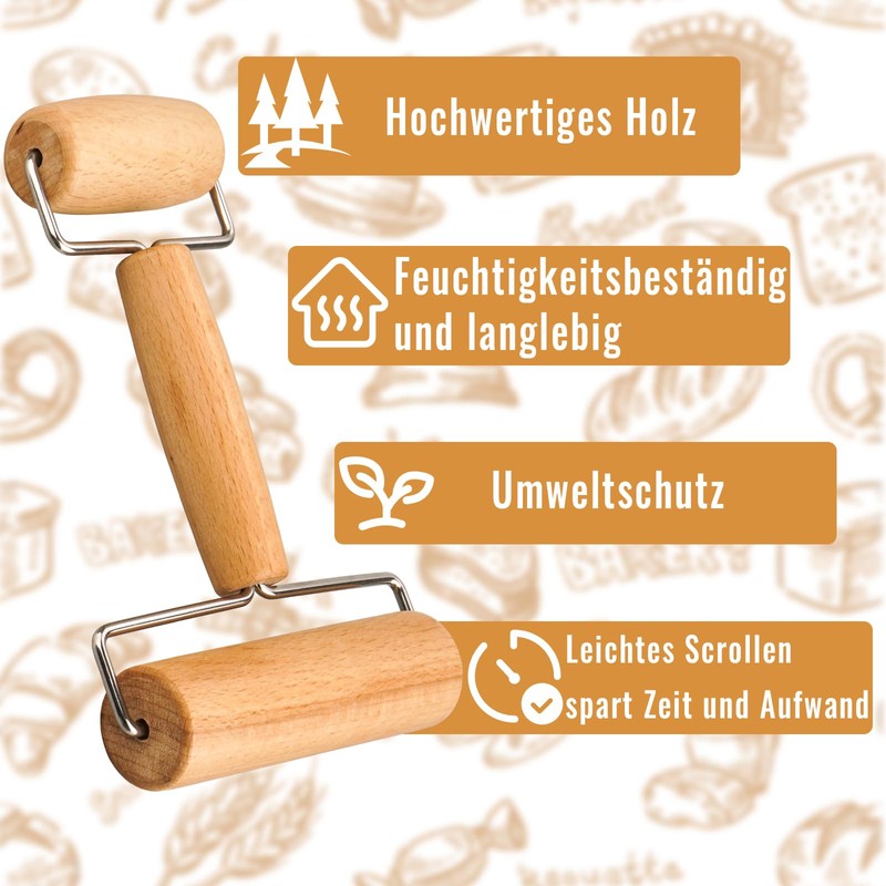 Double Rolling Pin Set Rolling Pin Double Head Wooden Rolling