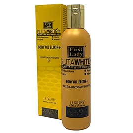 First Lady Glutawhite+ Egyptian Skin Brightening Elixir+ Body Oil 200ml with L- Glutathione, Papaya, Carrot, Vitamin E