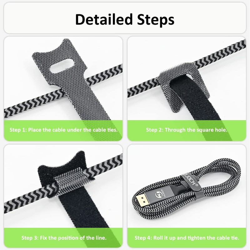 Cable Tie Bands, YOJOCK Storage Bands, Wire Storage, Adjustable Nynon