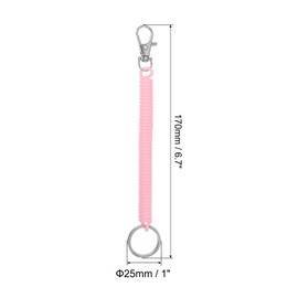 PATIKIL Retractable Coil Springs Keychain, 5 Pack Anti-lost Key Chain Holder Lanyard Cord with Metal Lobster Clasp Keyring 17cm for Keys Wallet, Light Pink