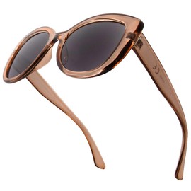 Bifocal Sunglasses for Women - Reader Sunglass with Bifocals - Oversized Butterfly Cat Eye Tinted Reading Sun Glasses with Built In Readers - Barletta by VITENZI in Champagne 2.50
