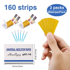 HomEnjoy pH Test Strips, 160 Strips Full Range 1-14 Universal pH Test Litmus Paper pH Soap Making Testing Strips for Water Wine Saliva Urine Soil, 2 Pack pH Strips & 6 PCS 0.2mL Test Pipette Droppers