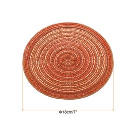 sourcing map 4pcs Round Braided Placemats 7" Non-Slip Round Table Mats for Dining Tables Washable Heat Insulation Woven Placemats Indoor Outdoor for Family Holiday Dinner, Orange