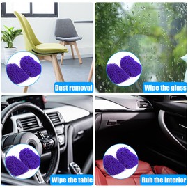 JNNJ 2 PCS Autowaschhandschuh, Mikrofaser Waschhandschuh Auto, Außen Zottel-Waschhandschuh für Professionelle Autopflege - 100% kratzfrei & schonend, Entfernt Mühelos hartnäckigen Schmutz(Lila)
