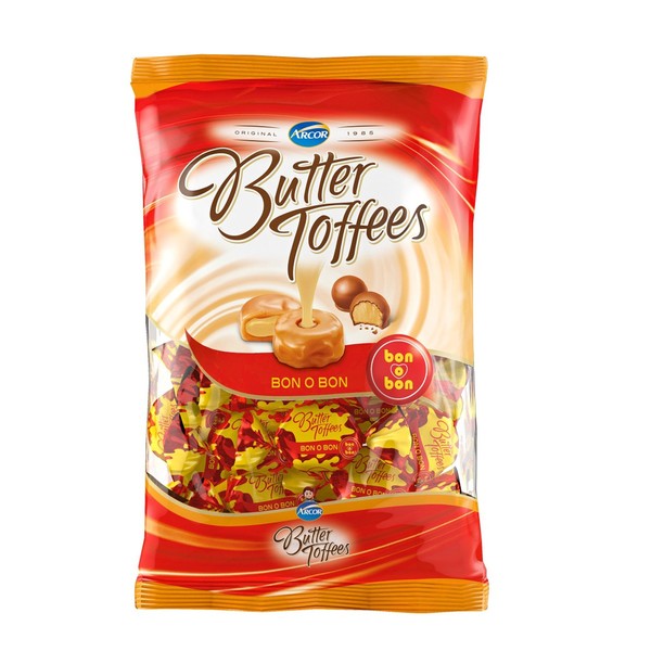 Arcor Butter Toffees Soft Buttery Caramel Candies with Bon o Bon Filling Party Bag, 822 g / 1.8 lb bag