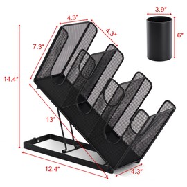 Cairondin Paper Cup and Lid Holder with Straw Organizer, Disposable Coffee Cup Dispenser for Countertop Coffee Station Bar Restaurant Breakroom, Black