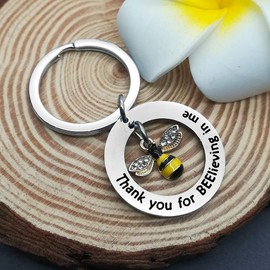 Dabihu Bumble Bee Keychain Thank You for Believing in Me Keyring Jewelry Appreciation Gifts for Mother Grandma Mother-in-Law Grandpa Coworkers Friends