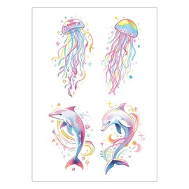 Gel Luna cute illustration color body tattoo sticker, T-170, 1 pc / 젤루나 귀여운 일러스트 컬러 바디 판박이 타투 스티커, T-170, 1개