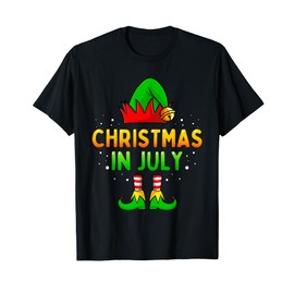 Christmas in July Santa Elf Funny Xmas Men Women Kids T-Shirt