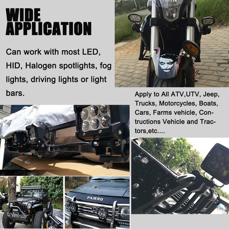 Off-Road Mounting Brackets LED Light Horizontal Bar Tube Clamp Fit