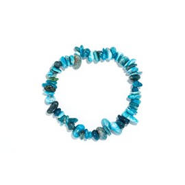 Taddart Minerals - Blue splinter bracelet made from natural gemstone apatite strung on elastic nylon thread - handmade, Rubber, Apatite
