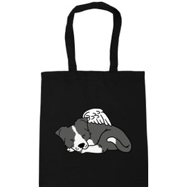Hippowarehouse Angel border collie - dog Tote Shopping Gym Beach Bag 42cm x38cm, 10 litres