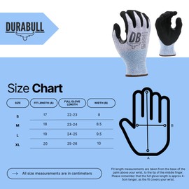Durabull Safety Workwear Gloves. Spandex for comfort fit. Sandy Nitrile Coating, Giving a Firm, Anti Slip Grip. Reinforced/Heavy Duty Use. Cut Resistant CatD (1, 8)