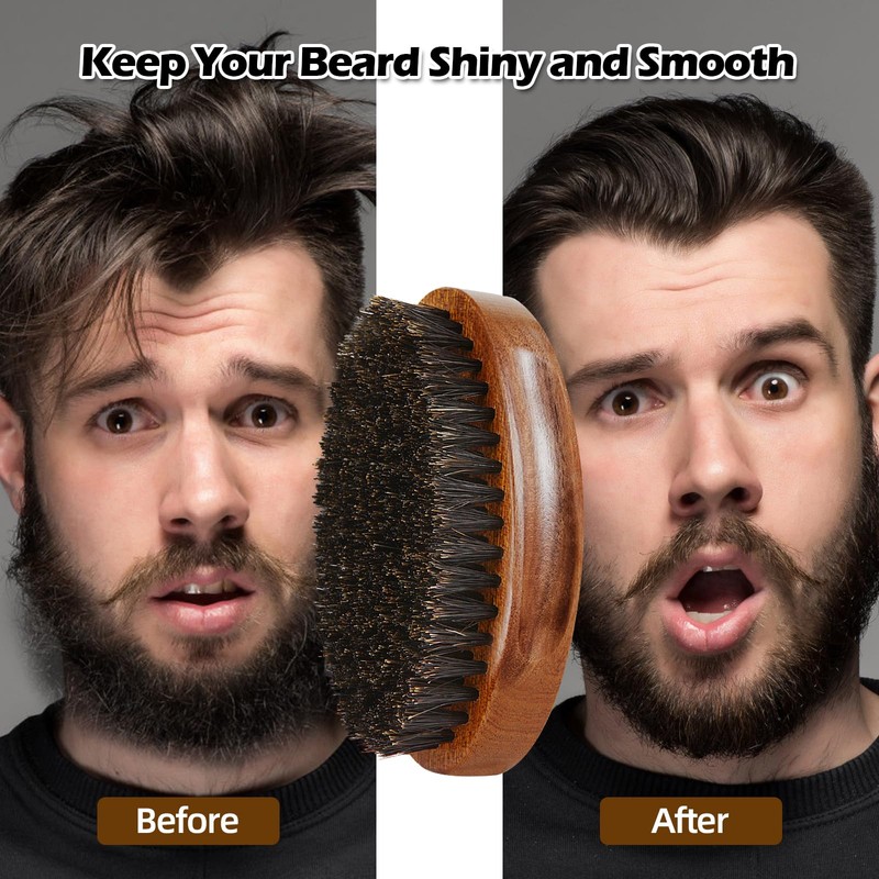 Boar Bristle Beard Brush for Men, Beards and Mustaches Grooming