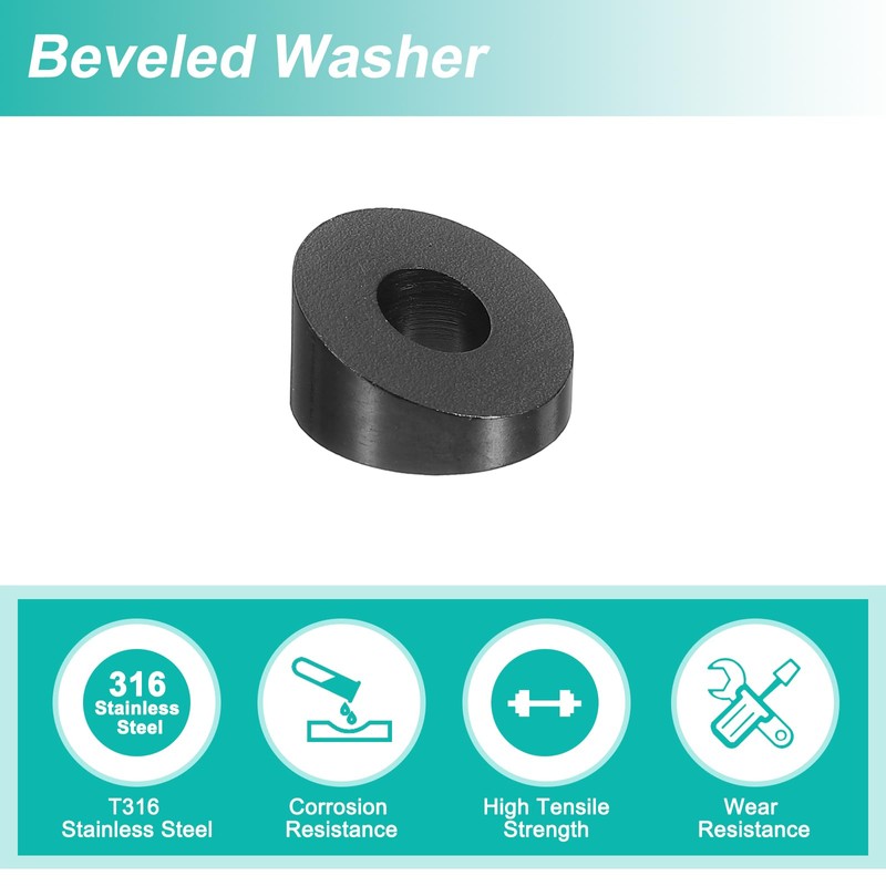 uxcell 10 Pcs 1/4 Inch 20 Degree Angle Beveled Washer,