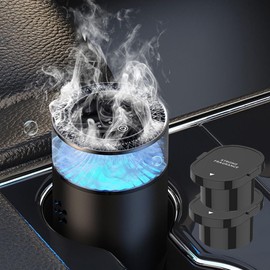 Smart Car Air Freshener, Car Air Freshener Diffuser with Ambient Light, Auto On/Off Intelligent Car Diffuser, 3 Mode Adjustable, Cars Scent Diffuser with 2 Essential Oil Box, Ice Cedar