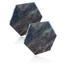 ROOMASTER Marble Coasters, Set of 2, Accessory Tray, Natural Stone (Black Ash, Hexagon)