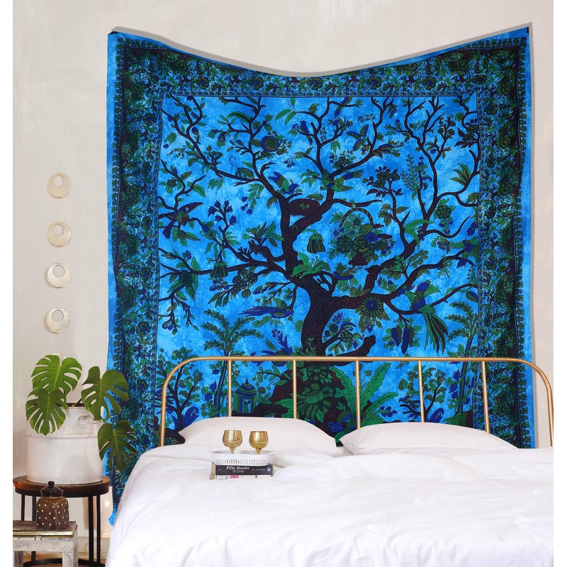 THE ART BOX Tapestry Turquoise Tree of Life Wall Hanging