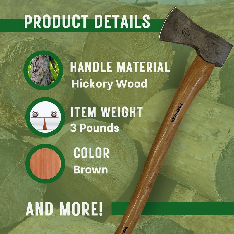 FORESTER Woodman 24in Wood Cutting Axe with Sheath - Multipurpose