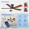 Ceiling Fans with RGB Lights -48” Brown Flush Mount Ceiling
