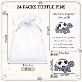 Cunno 24 Set Inspirational Soccer Gift Bulk Turtle Pins with Emotional Support Cards Sports Appreciation for Team Staff Players Graduation End of Year Christmas Party Favor