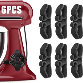 Organizador de cables para electrodomésticos, envolturas de cables para cables eléctricos, paquete de 6 enrolladores adhesivos para electrodomésticos de cocina, compatible con mezclador, cafetera
