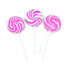 Hot Pink Swirl Lollipop Sucker, Bulk Set of 48 Individually Wrapped Pops for Candy Buffets, Graduation Parties, Anniversaries & Weddings