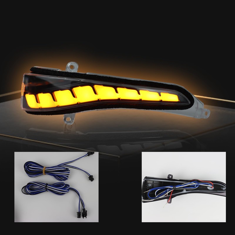 ZDEERAOTO LED Rear Side Mirror Light DRL Amber Sequential Turn