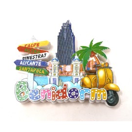 BETTER WITH FRIENDS Spanish Flamingo, Spanish Flag, Sevillana Fan Decorative Magnet (Set of 8cm Alicante, Altea, Benidorm, Santa Pola, Calpe, Finestrat)