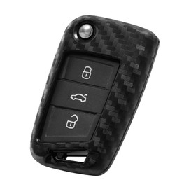 WORCAS Key Fob Case Carbon Fiber Pattern Silicone Cover Compatible with Volkswagen Atlas Golf Jetta Lamando Polo Polo MK6 Tiguan Touran L 3 4 Universal Button Keyless Entry Remote