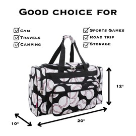 NGIL Canvas 20" inch Duffle Bag (Baseball-Black)