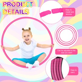 WinnerWhy 2 Pcs Toy Hoop Exercise Hoop Detachable Adjustable Plastic Hoop Playground Equipment for Schools Colored Hoop Circles Exercise Ring for Teens Gymnastics Dog Agility Equipment (Rose Red)